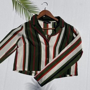 Forever 21 Small Crop Long Sleeve Stripes